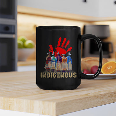 MMIW Indigenous Woman Red Hand Together Ceramic Coffee Mug