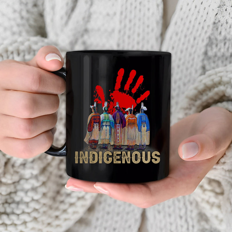 MMIW Indigenous Woman Red Hand Together Ceramic Coffee Mug