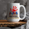 MMIW Indigenous Woman Red Hand Together Ceramic Coffee Mug