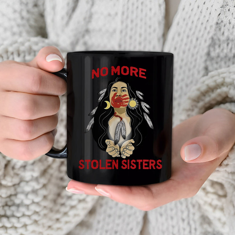 MMIW For My Sisters I Wear Red, No More Stolen Sisters, Woman Red Hand Ceramic Coffee Mug