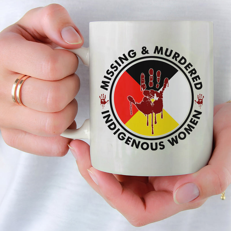 MMIW Missing Murder Indigenous Women Red Hand  Circle Four Color Ceramic Coffee Mug