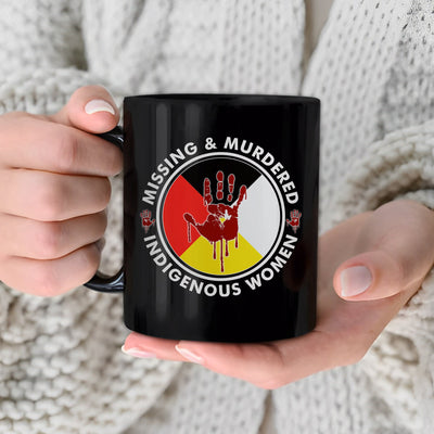 MMIW Missing Murder Indigenous Women Red Hand  Circle Four Color Ceramic Coffee Mug