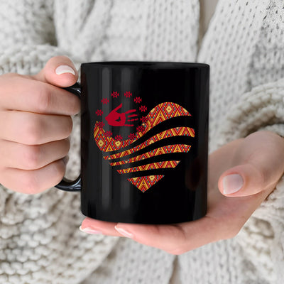 MMIW I Wear Red For My Sister Red Hand Together Heart Ceramic Coffee Mug