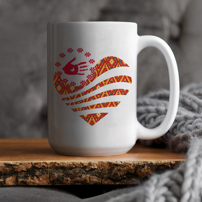 MMIW I Wear Red For My Sister Red Hand Together Heart Ceramic Coffee Mug