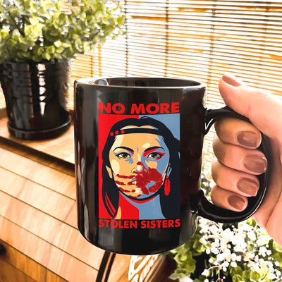 MMIW No More Stolen Sisters Red Hand Indigenous Owned Ceramic Mug