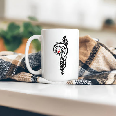 MMIW Red Hand Black Hair Indigenous Women Mug