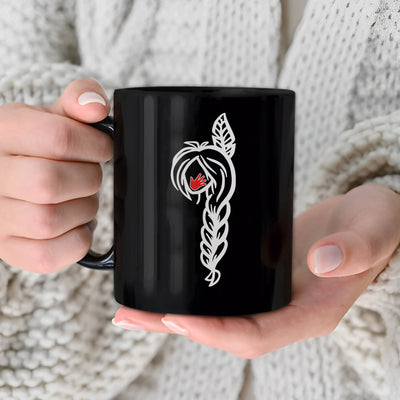 MMIW Red Hand Black Hair Indigenous Women Mug