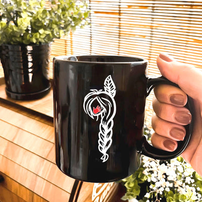 MMIW Red Hand Black Hair Indigenous Women Mug