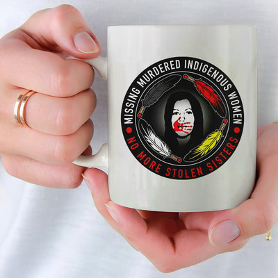 MMIW Missing Murdered Indigenous Women No More Stolen Sisters Feather Color Red Hand Women Ceramic Coffee Mug