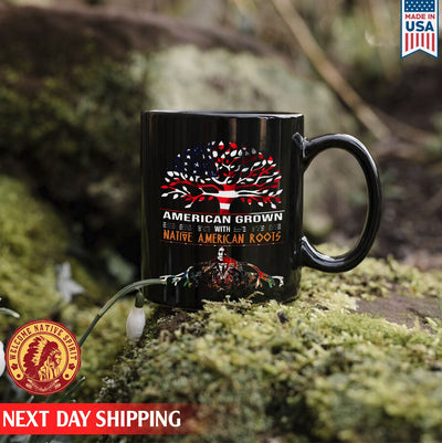 American Grown With Native American Roois Native Ceramic Coffee Mug