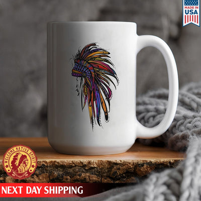 Native American Feather Headdress Ceramic Coffee Mug