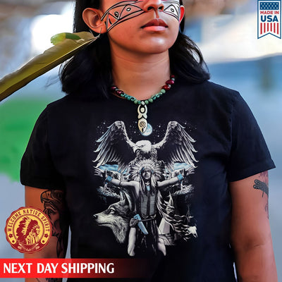 Native American Soul Wolf And Eagle Native Unisex T-Shirt/Hoodie/Sweatshirt