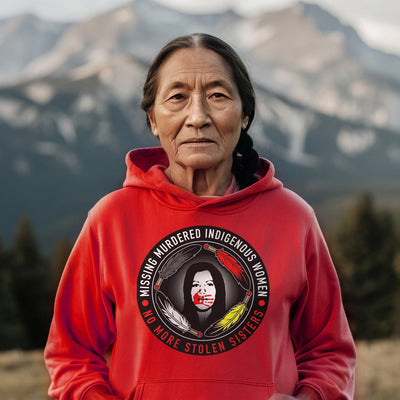 MMIW No More Stolen Sisters Feather Color Red Hand Unisex T-Shirt/Hoodie/Sweatshirt