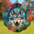Colorful Native American Wolf Wind Spinner 002
