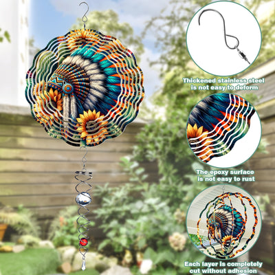 [COMBO 2 ] Colorful Wind Spinner Chief Headdress + Dreamcatcher Native American