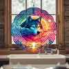 Colorful Native American Wolf Wind Spinner 010