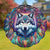 Colorful Native American Wolf Wind Spinner 011