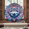Colorful Native American Wolf Wind Spinner 011