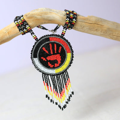 SALE 30% OFF - MMIW Handprint Beaded Choker Necklace Premium Native American Style