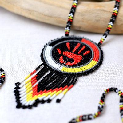 SALE 30% OFF - MMIW Handprint Beaded Choker Necklace Premium Native American Style