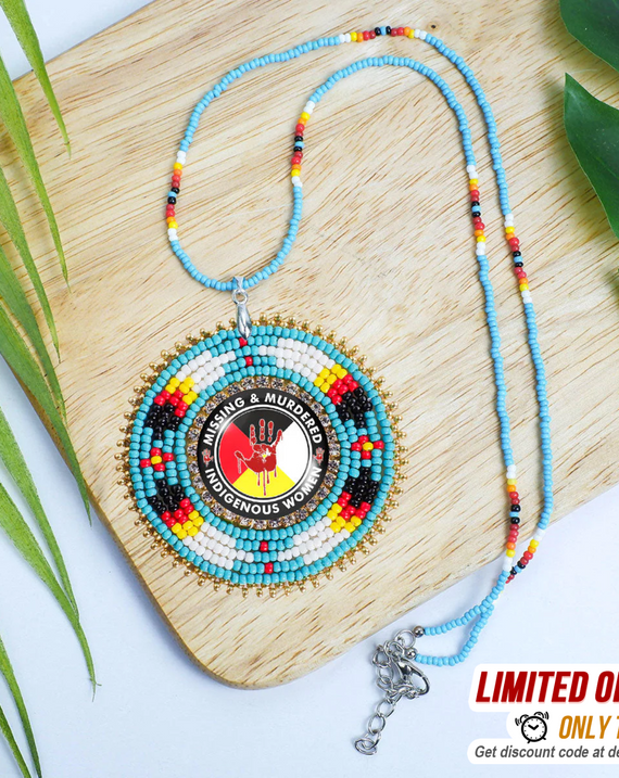SALE 30% OFF - MMIW Handmade Beaded Wire Necklace Pendant For Women With Native American Style
