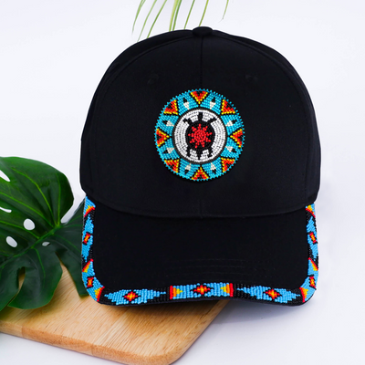 SALE 50% OFF - Blue Turtle Baseball Cap With Patch And Brim Cotton Unisex Native American Style