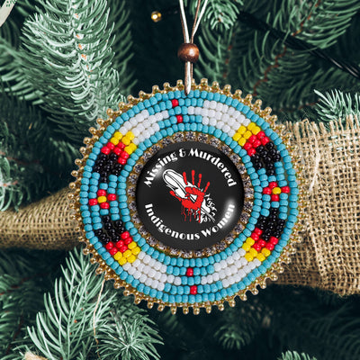 SALE 30% OFF -  Missing and Murdered Indigenious Women 2 Sunburst Beaded Patch Necklace Pendant