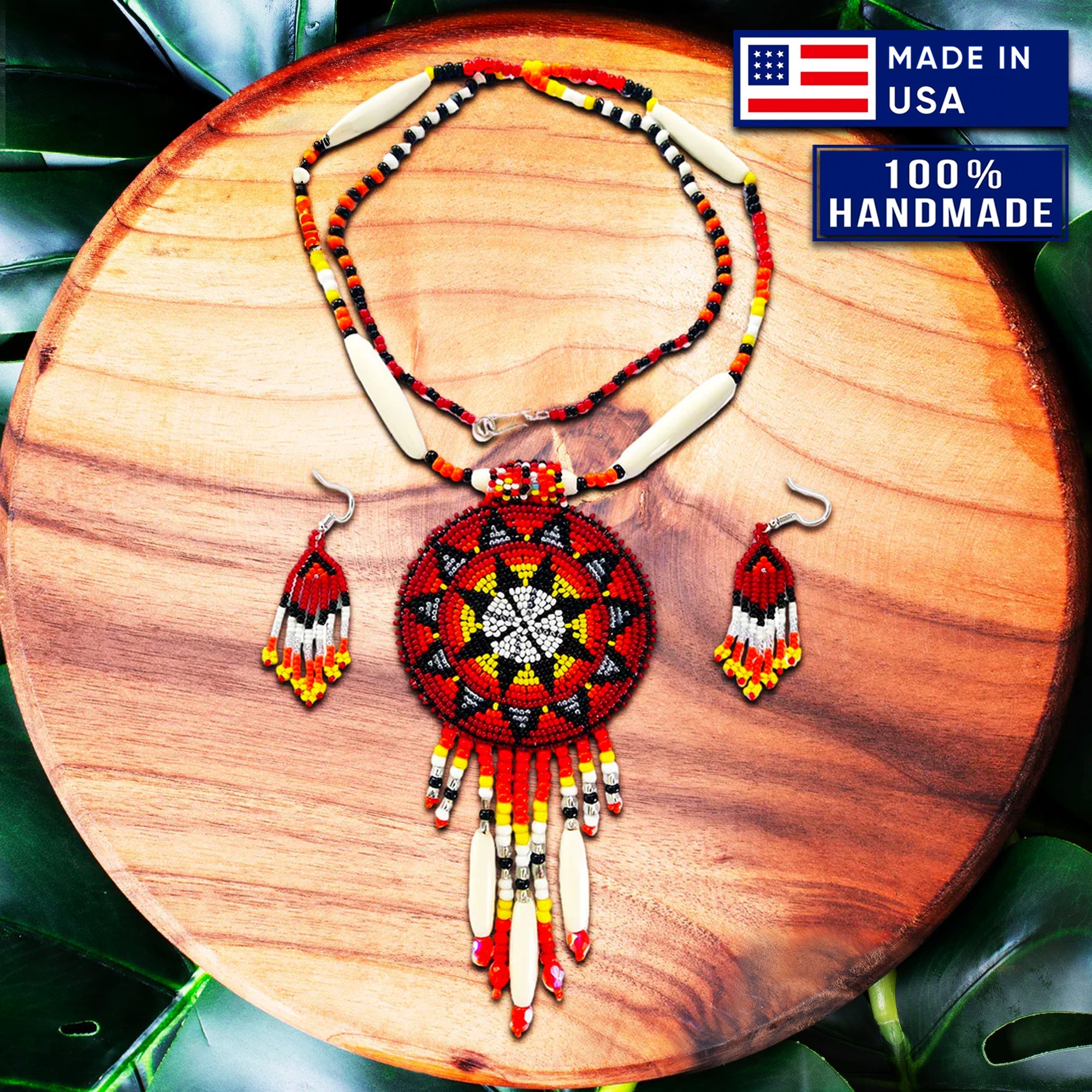 Handmade Native authentic American beaded medallion