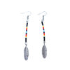 SALE 30% OFF - Black Stick with Metal Feather Beaded Handmade Earrings For Women