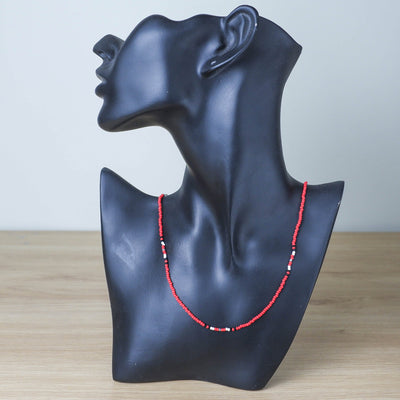 SALE 30% OFF - Red Petals Handmade Necklace Unisex With Native American Style