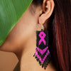 SALE 30% OFF - Black Pink Breast Cancer Awareness Beaded Handmade Earrings For Women