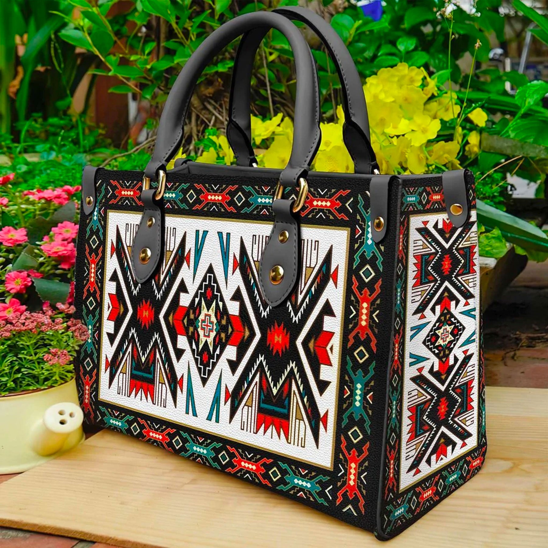 Tribal Colorful Pattern Leather Handbag WCS006