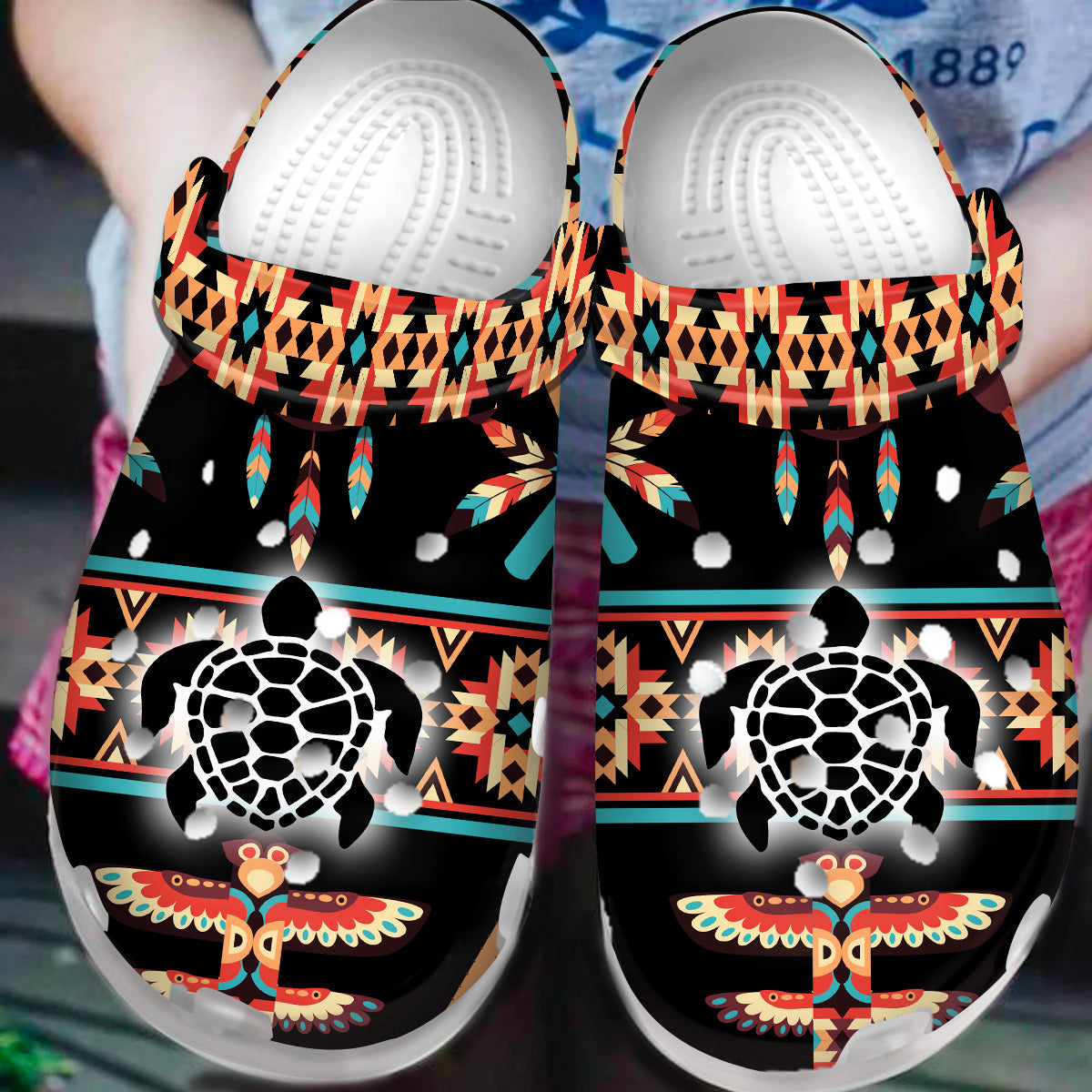 Native Pattern Clog Shoes For Adult and Kid 89203 New