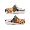 Fleece Unisex Orange Pattern Clog Shoes For Women and Men Native American Style