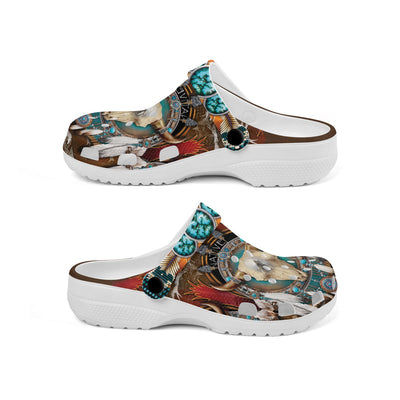 Fleece Unisex Buffalo Pattern Clog Shoes For Women and Men Native American Style