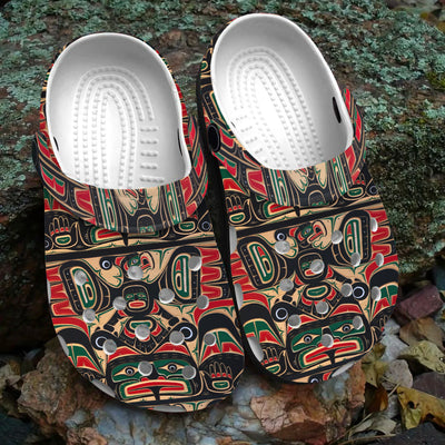 Unisex Pattern Fleece Clog Shoes For Women and Men Native American Style