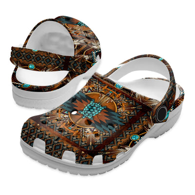 Unisex Pattern Fleece Clog Shoes For Women and Men Native American Style