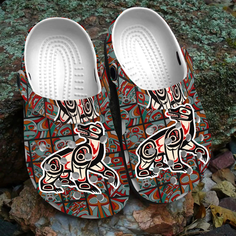 Unisex Pattern Fleece Clog Shoes For Women and Men Native American Style