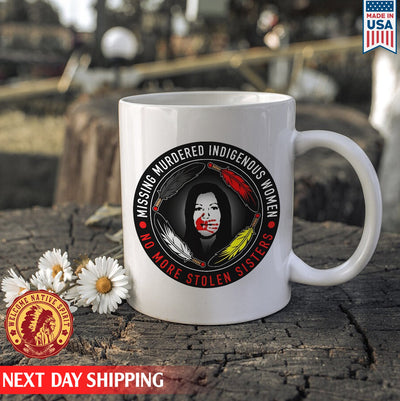 MMIW Missing Murdered Indigenous Women No More Stolen Sisters Feather Color Red Hand Women Ceramic Coffee Mug