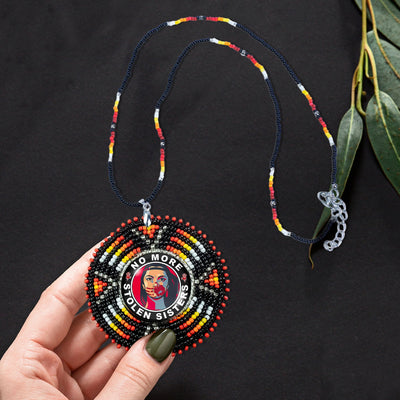 SALE 30% OFF - MMIW No More Stolen Sister Sunburst Handmade Beaded Wire Necklace Pendant For Women