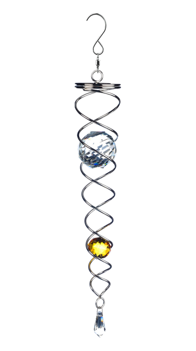 Spiral Tail For Wind Spinner In Stainless Steel And Sparkling Crystal