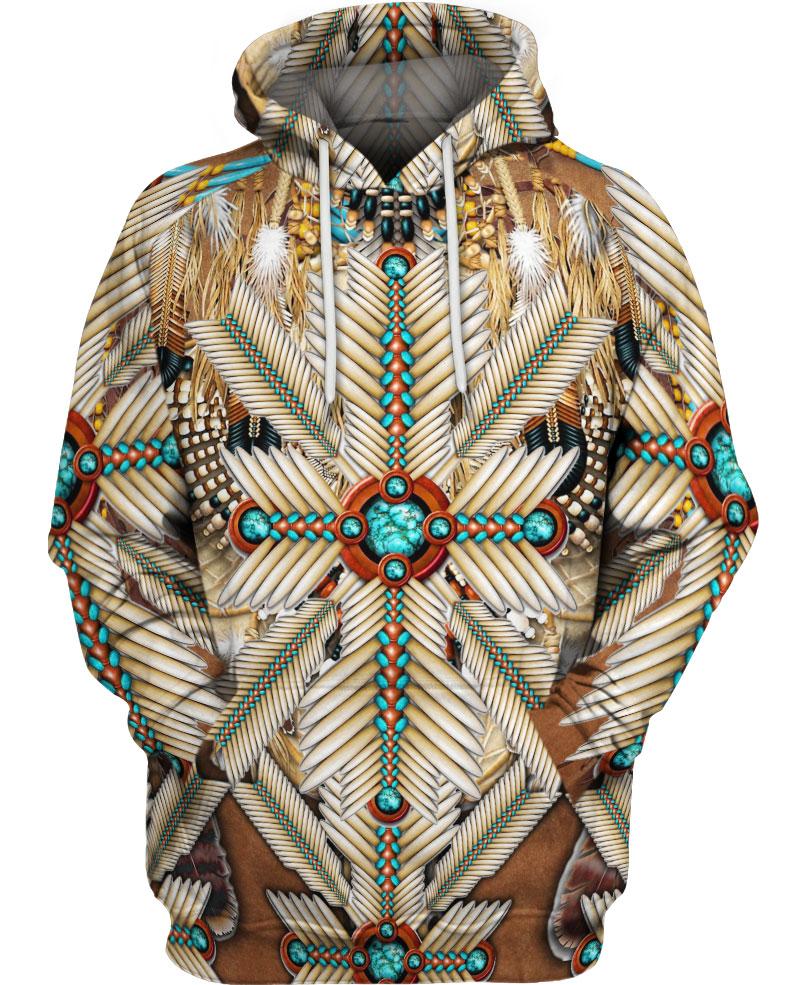 Brown White Bead Feather - Welcome Native Spirit
