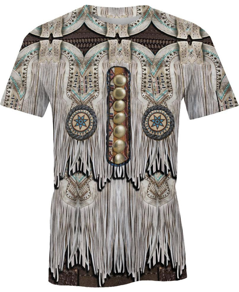 White Brown Printed Fringe Pattern 3D Hoodie - Native American Pride Shop