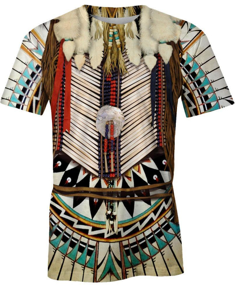 White Bead Pattern 3D Hoodie - Native American Pride Shop