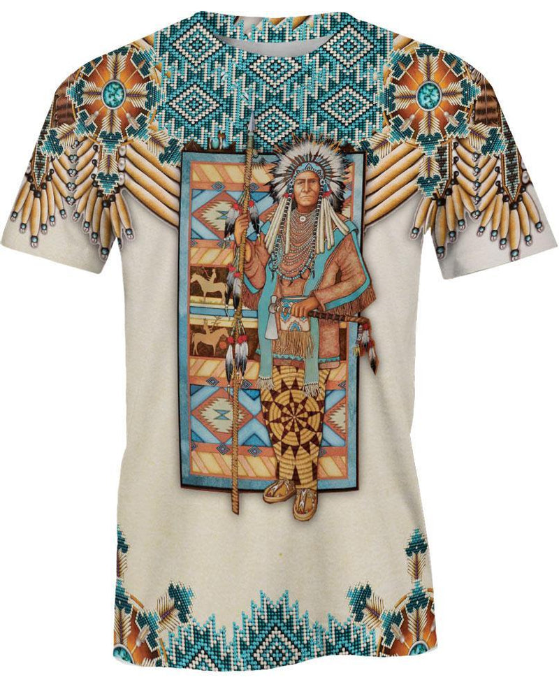 White Bead Native Chief 3D Hoodie - Native American Pride Shop