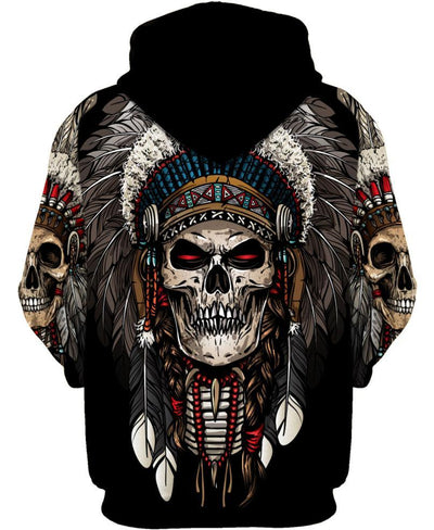 Native American Skull 3D Hoodie - Native American Pride Shop