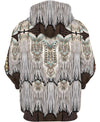 White Brown Printed Fringe Pattern 3D Hoodie - Native American Pride Shop