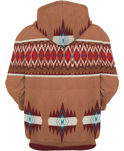 Brown Pattern 3D Hoodie - Native American Pride Shop