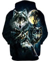 Wolf Night Moon 3D Hoodie - Native American Pride Shop