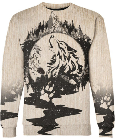 Round Nature Wolf 3D Hoodie - Native American Pride Shop